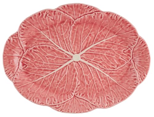 Bordallo Pinheiro Große, ovale Servierplatte, handgefertigt, portugiesisches Steingut, Serviertablett mit Blattmotiv, Geschirr für Braten, Meeresfrüchte, Vorspeisen, Charcuterie und von Bordallo Pinheiro