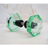 Vintage Glasknopf Grüner Glastürgriff von BorderlessVintage