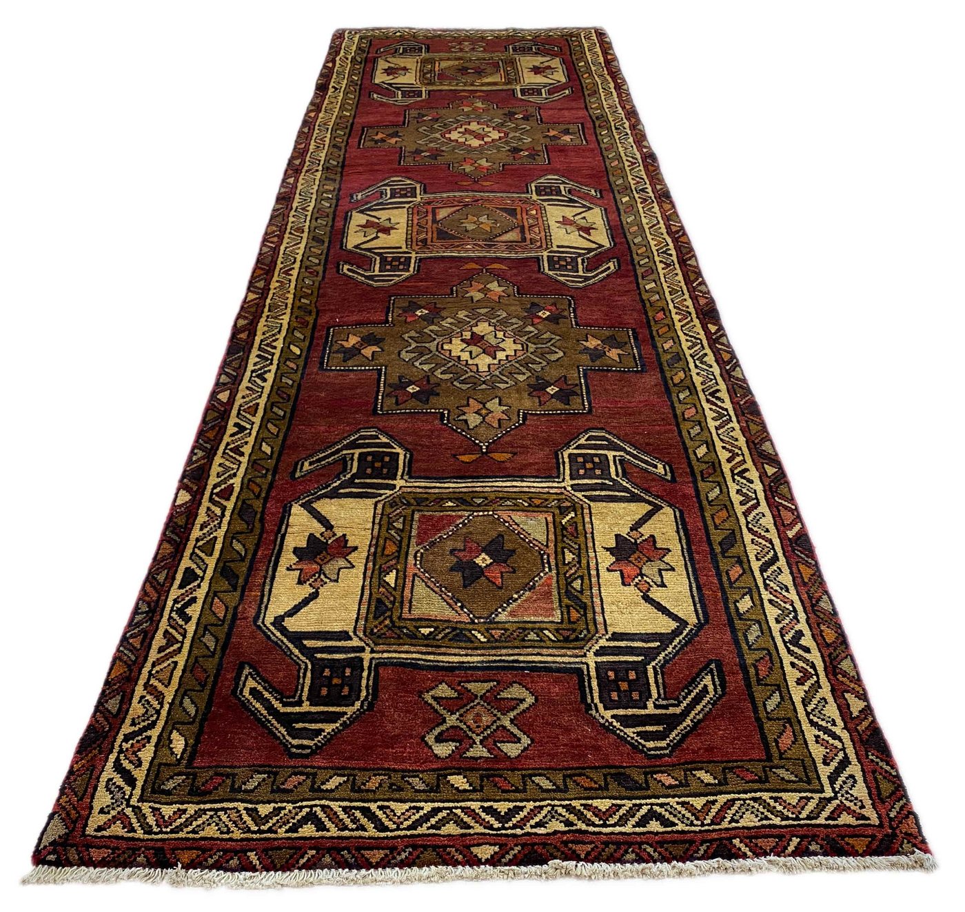 Orientteppich Perserteppich Meshkin 385 x 116 cm, Borento, rechteckig, Höhe: 10 mm, Handgeknüpft von Borento