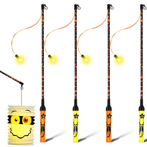 Laternenstab Kinder - LED Laternenstab 4 Stück 50cm Lang Laternenstäbe mit Warmes Licht,Elektrisch Laterne Stab Hell Lantern Stick für St Martin,Halloween,Kinderpartys,Hochwertig Laternenstock 4er Set von BoriYa