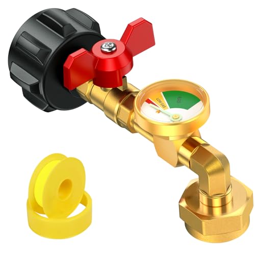 Propangas-Nachfülladapter für 0,5 kg Tanks, 0,5 kg Propangas-Nachfülladapter mit Ventil und Messgerät, kleine 0,5 kg Propangasflasche Nachfüllbogen Adapter 9,1 kg bis 0,5 kg von Boripun