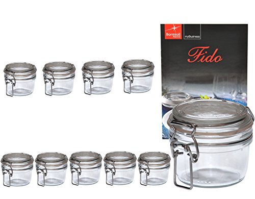 10er Set Einmachglas Bügelverschluss Original Fido 0,125L incl. Bormioli Rezeptheft von Bormioli Rocco