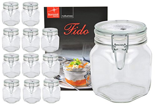 12er Set Einmachglas Bügelverschluss Original Fido 0,75L incl. Bormioli Rezeptheft von Bormioli Rocco