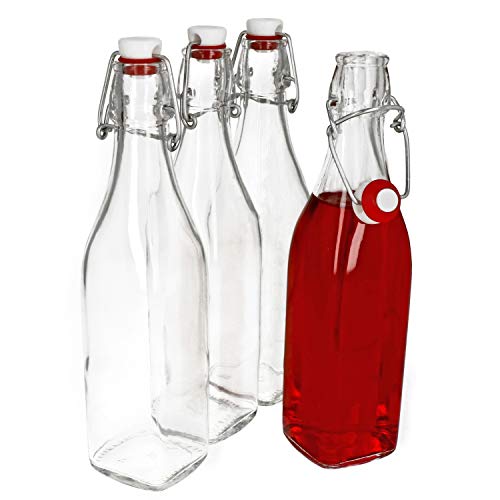 4er Set Glasflaschen Serie Swing mit Bügelverschluss 0,50 Liter von Bormioli Rocco