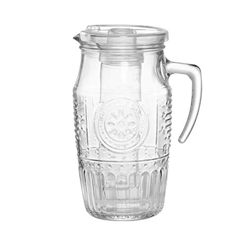Romantic Krug (Karaffe mit Eisbehälter und Plastikdeckel, 1.8 Liter, Glas, transparent, Wasserkaraffe für Getränke, Glaßgefäß) Romantic Krug (Karaffe mit Eisbehälter und Plastikdeckel, 1.8 Liter, Glas, transparent, Wasserkaraffe für Getränke, Glaßgefäß) von Bormioli Rocco