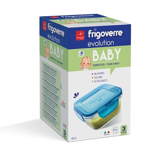 Bormioli Rocco 3-teiliges Set Baby/Evolution Frigoverre Quadratform, 13 cm, Glas, Mehrfarbig, cm 13 von Bormioli Rocco