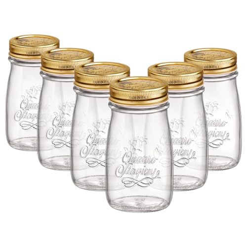 Bormioli Rocco 6X 200ml Quattro Stagioni Glasflaschen mit Schraubdeckel - Klar Wiederverwendbar Saft Wasser Smoothie Getränk Kühlschrank Lagerbehälter von Bormioli Rocco