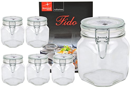 6er Set Einmachglas Bügelverschluss Original Fido 0,75L incl. Bormioli Rezeptheft von Bormioli Rocco