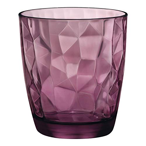 Bormioli Rocco 350230 Diamond Rock Purple Trinkglas, Wasserglas, Saftglas, 305ml, Glas, lila, 6 Stück von Bormioli Rocco