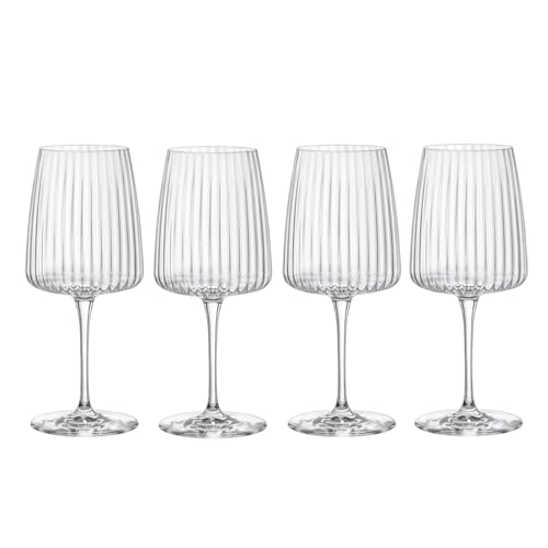 Bormioli Rocco Exclusiva Rotweingläser, geriffelt, Merlot- und Cabernet-Sauvignon-Weinglas, aus Kristallsternglas, XLT-Behandlung, hergestellt in Italien, spülmaschinenfest, 530 ml, 4 Stück Bormioli Rocco Exclusiva Rotweingläser, geriffelt, Merlot- und Cabernet-Sauvignon-Weinglas, aus Kristallsternglas, XLT-Behandlung, hergestellt in Italien, spülmaschinenfest, 530 ml, 4 Stück von Bormioli Rocco