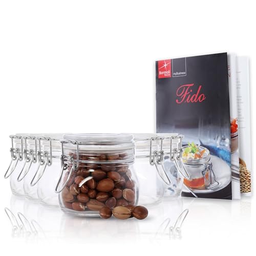 Bormioli Rocco Fido - Set mit 6 Einmachgläsern mit Hebelverschluss, Fassungsvermögen: 50 cl, inklusive Bormioli-Rezeptbuch Bormioli Rocco Fido - Set mit 6 Einmachgläsern mit Hebelverschluss, Fassungsvermögen: 50 cl, inklusive Bormioli-Rezeptbuch von Bormioli Rocco