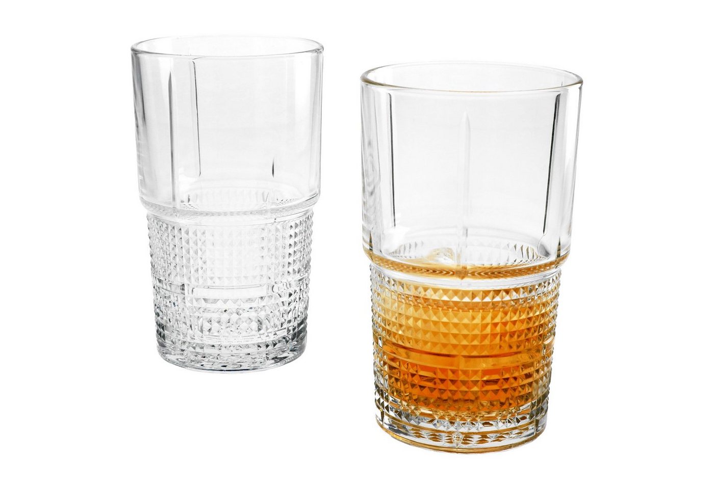 Bormioli Rocco Longdrinkglas 2er Set Novecento Longdrinkglas stapelbar 40,5 cl, Glas von Bormioli Rocco