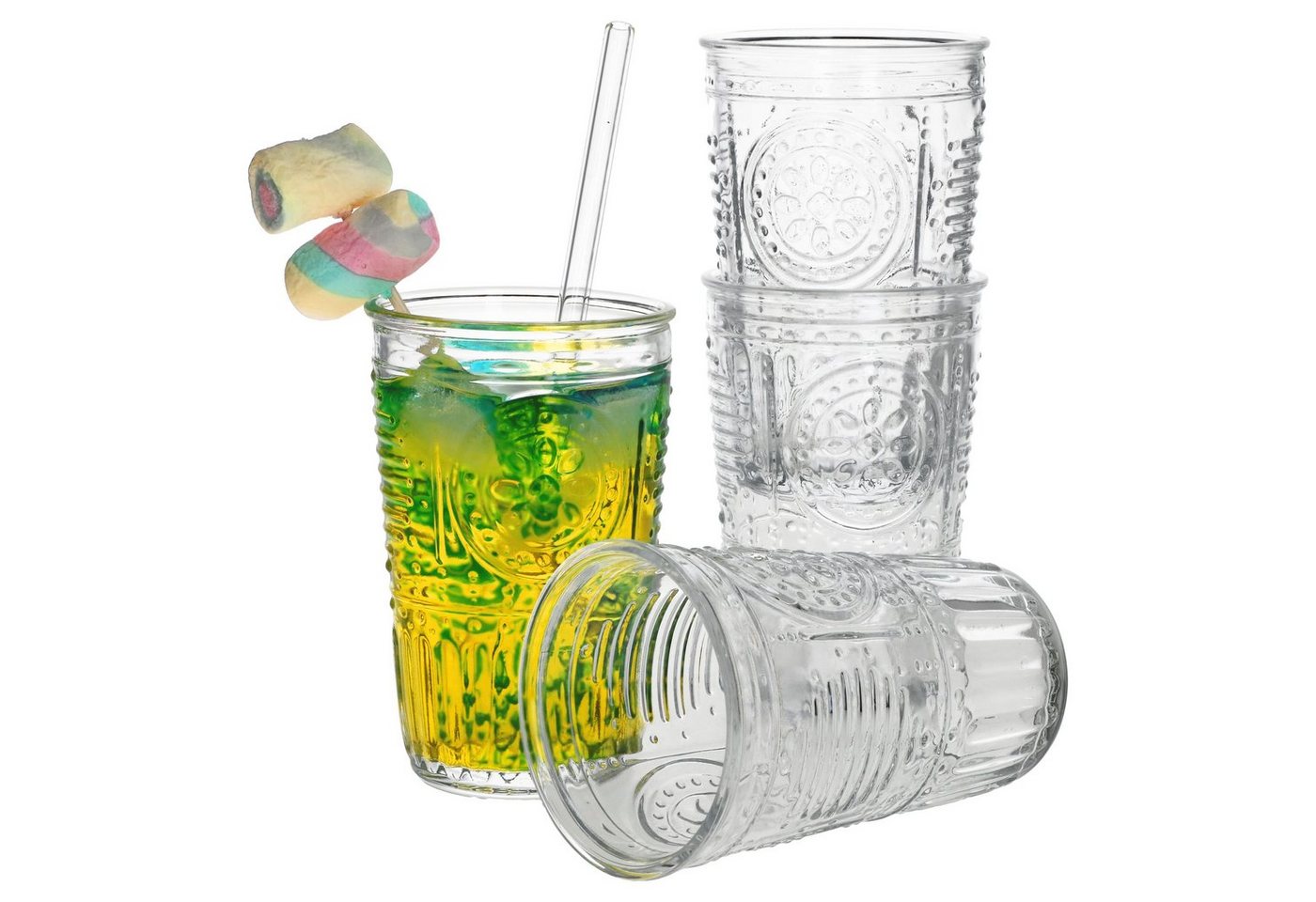 Bormioli Rocco Glas 4er Set Romantic Longdrink-Glas klar 340ml, Glas von Bormioli Rocco