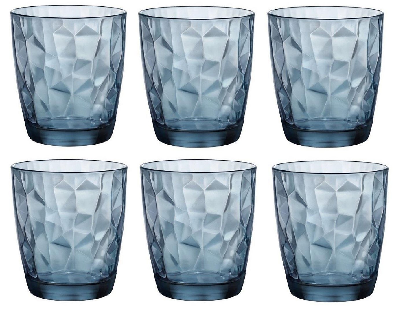Bormioli Rocco Longdrinkglas Bormioli Rocco Diamond Ocean Blue Acqua Tumbler 305 ml 6er set, Glas von Bormioli Rocco