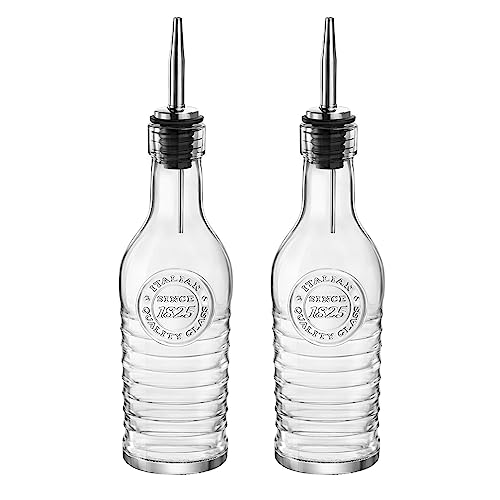 Bormioli Rocco Officina 1825 Olivenöl-/Essigflaschen, Ausgießer aus Edelstahl, 268 ml, 2 Stück von Bormioli Rocco
