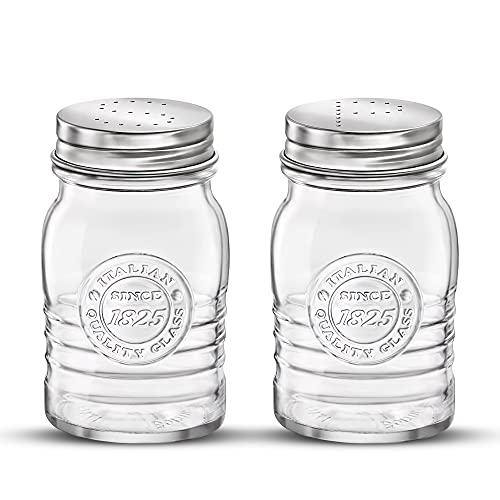 Bormioli Rocco Officina 1825 Salz- und Pfefferstreuer, transparent, 2 Stück, 237 ml, schmutzabweisend, langlebige Glasbehälter, hergestellt in Italien. von Bormioli Rocco