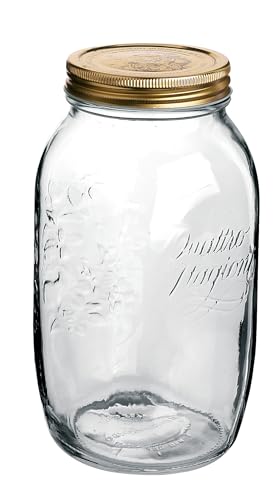 Bormioli Rocco Quattro Stagioni (6 Stück, Inhalt 1500 ml, Marmeladegläser goldfarben, Einmachgläser verschließbar, Deckel 70 mm) 79211, Glas, klar von Bormioli Rocco