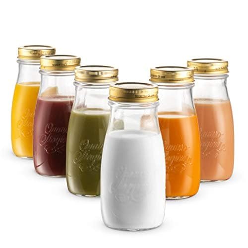 Bormioli Rocco Quattro Stagioni Einmachgläser und Trinkflaschen, 382 ml, mit goldfarbenen Metalldeckeln, hergestellt in Italien, 6 Stück von Bormioli Rocco