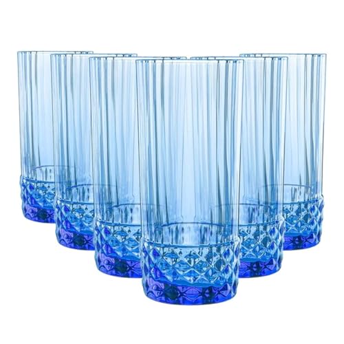 Bormioli Rocco Set mit 6 Gläsern America'20 Cooler, gehärtetes Glas, blau, 48 cl von Bormioli Rocco