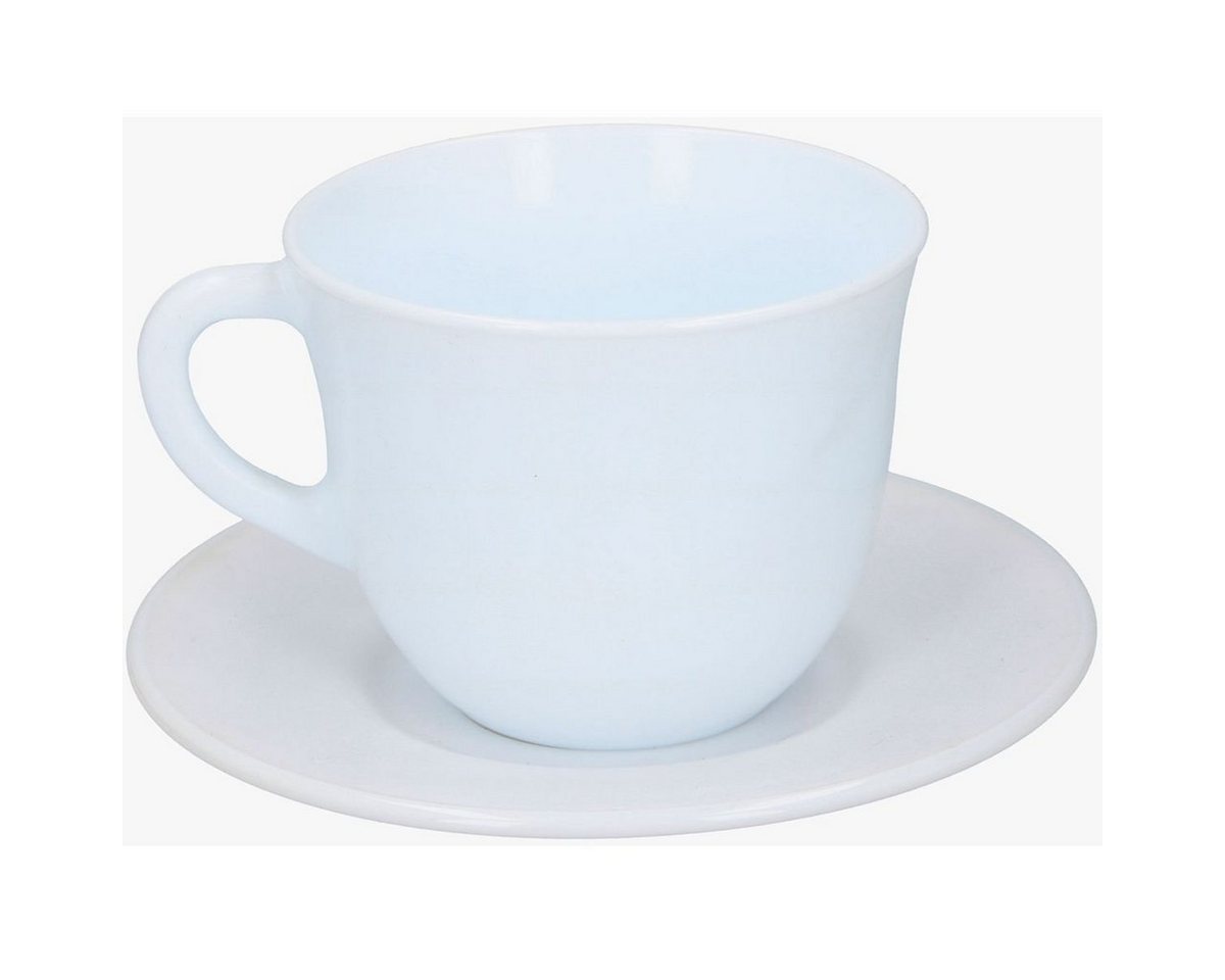 Bormioli Rocco Tasse Kaffeetasse 250ml mit Unterteller aus Opal Glas in weiß Set 2tlg., Opal Glas, für Spülmaschinen geeignet von Bormioli Rocco