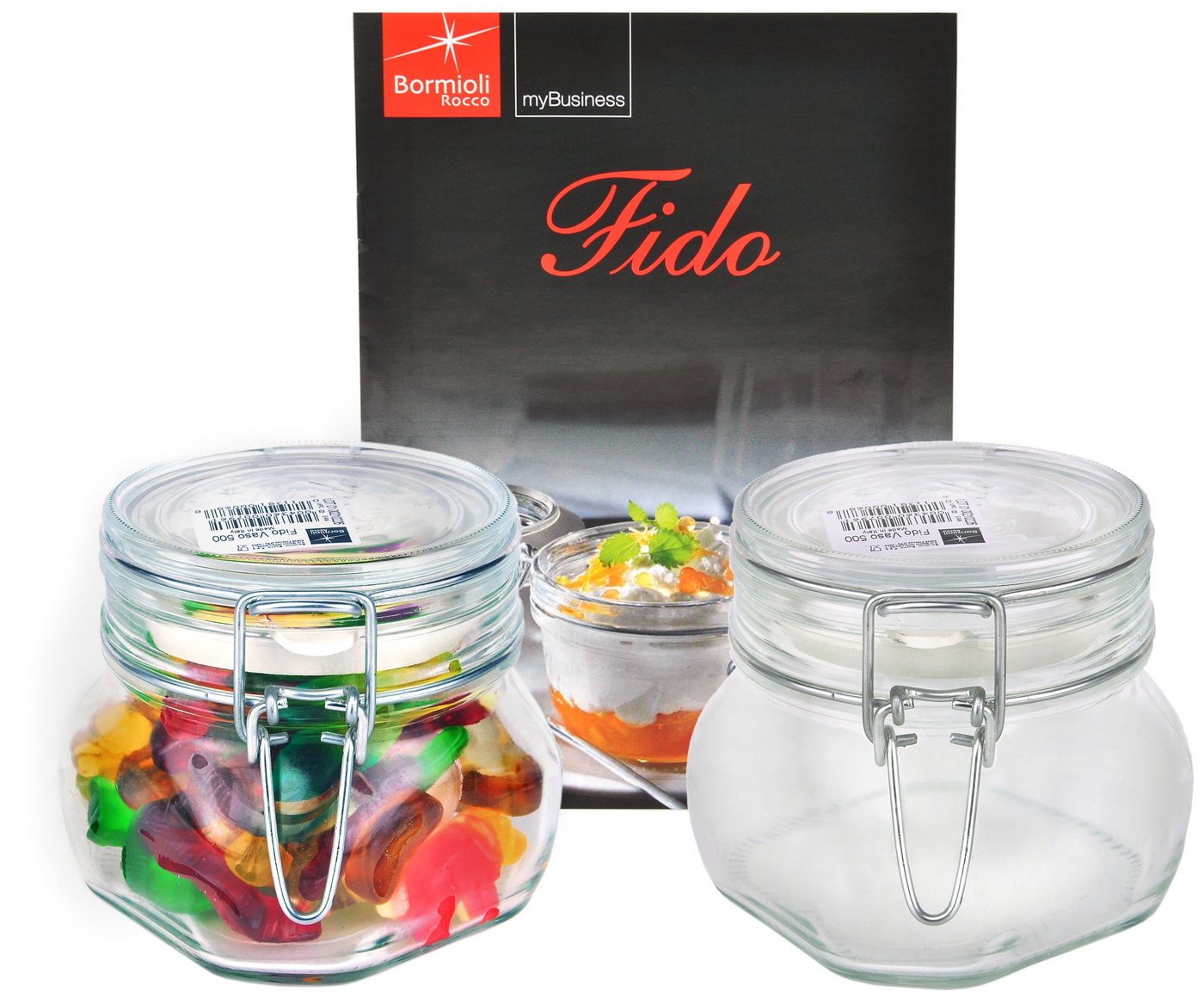 Bormioli Rocco Vorratsglas 2er Set Einmachglas Bügelverschluss Original Fido 0,5L incl Rezeptheft, Glas Bormioli Rocco Vorratsglas 2er Set Einmachglas Bügelverschluss Original Fido 0,5L incl Rezeptheft, Glas von Bormioli Rocco