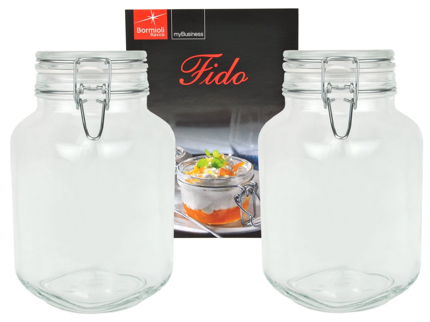 Bormioli Rocco Vorratsglas 2er Set Einmachglas Bügelverschluss Original Fido 3,0L incl Rezeptheft, Glas Bormioli Rocco Vorratsglas 2er Set Einmachglas Bügelverschluss Original Fido 3,0L incl Rezeptheft, Glas von Bormioli Rocco
