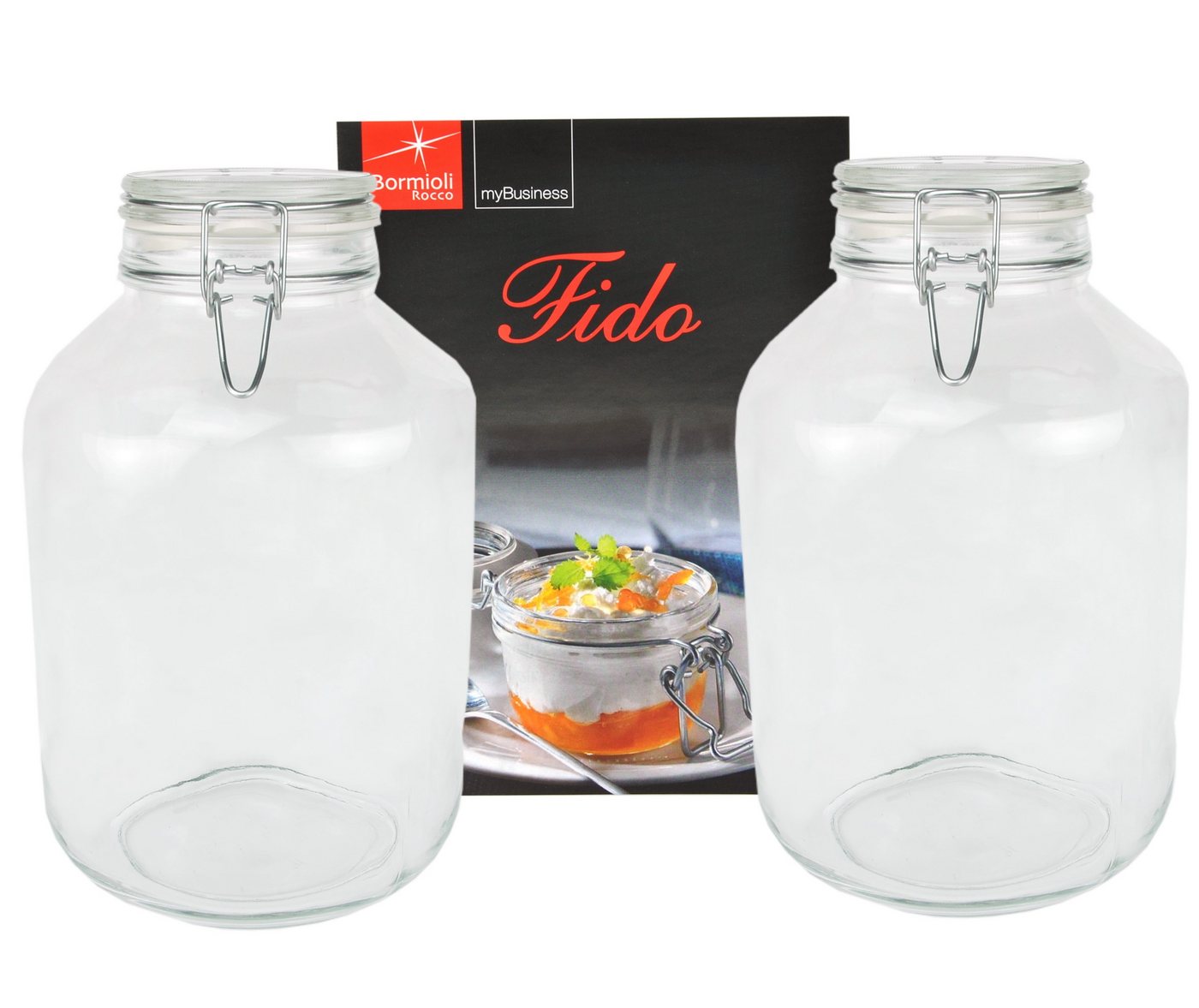Bormioli Rocco Vorratsglas 2er Set Einmachglas Bügelverschluss Original Fido 4,0L incl Rezeptheft, Glas Bormioli Rocco Vorratsglas 2er Set Einmachglas Bügelverschluss Original Fido 4,0L incl Rezeptheft, Glas von Bormioli Rocco