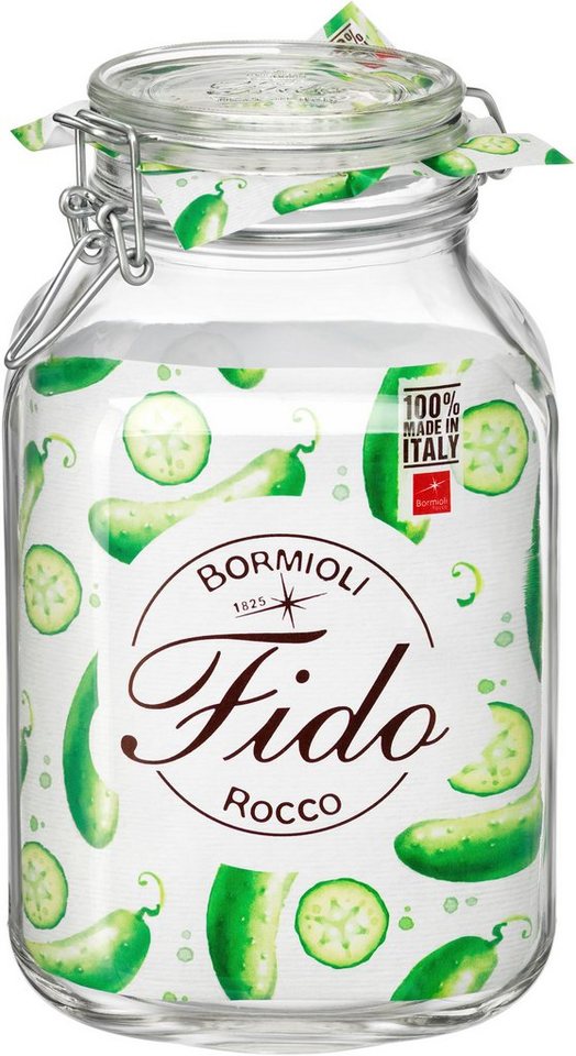 Bormioli Rocco Vorratsglas Fido, Glas, (Set, 6-tlg., 6 Stück, 3,0l Fassungsvermögen), luftdicht verschließbar, mit Bügelverschluß von Bormioli Rocco