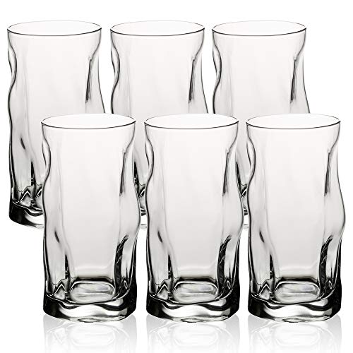 Bormioli Rocco einzigartiger italienischer Highball-Tumbler-Glas, Kalk, 16 Unzen, Packung von 6 von Bormioli Rocco