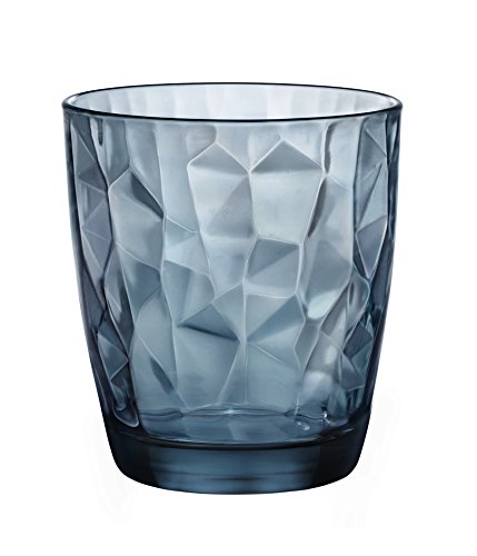 Bormiolio Rocco Gläser Set Diamond 6 Stück (Farbe Ocean blau, Trinkgläser 305 ml, spülmaschinenfest, Wasserglas, für Cocktails/Wasser) von Bormioli Rocco