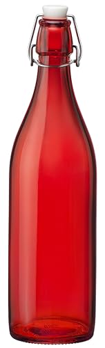 Giara Swing Top Bottle Red 1 Litre - Eco-Friendly Red Glass Bottle for Cordials and Preserves by Bormioli Rocco von Bormioli Rocco