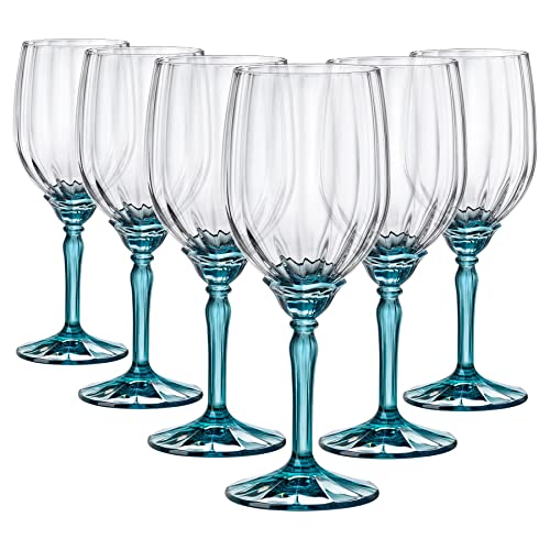 Rocco Bormioli Bormioli Rocco Florian Set mit 6 Gläsern, blaue Füße, für Weißweine, 38 cl von Bormioli Rocco