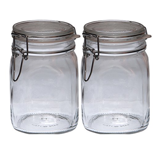 Bormioli 2er Set 1,0L Original Fido Einmachglas mit Bügelverschluss und Gummiring von Bormioli