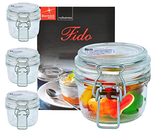 Bormioli Rocco 4er Set Drahtbügelglas FIDO, 125 ml, Einmachglas mit Bügelverschluss, inkl. Rezeptheft Bormioli Rocco 4er Set Drahtbügelglas FIDO, 125 ml, Einmachglas mit Bügelverschluss, inkl. Rezeptheft von Bormioli Rocco