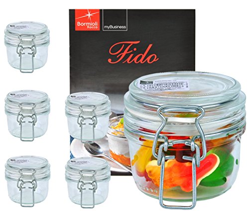 Bormioli Rocco 6er Set Drahtbügelglas FIDO, 125 ml, Einmachglas mit Bügelverschluss, inkl. Rezeptheft von Bormioli Rocco