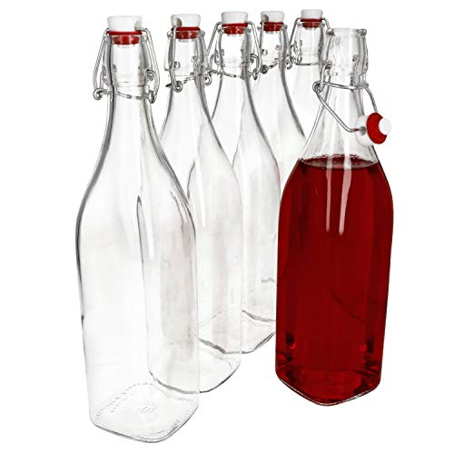 Bormioli Rocco 6er Set Glasflaschen Serie Swing mit Bügelverschluss 1,00 Liter von Bormioli Rocco