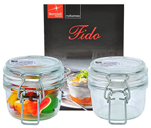 Bormioli Rocco 2er Set Drahtbügelglas FIDO, 125 ml, Einmachglas mit Bügelverschluss, inkl. Rezeptheft von Bormioli Rocco