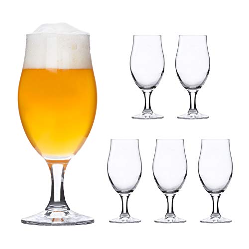 Bormioli Rocco | 6er-Set Bierglas Executive | edle Bier-Tulpe | Stiel-Gläser klar | Cocktail-Becher | Glas-Geschirr | Party-Kelche von Bormioli Rocco