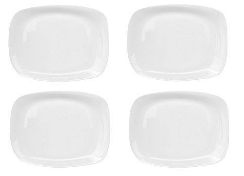 Bormioli Rocco PARMA 4er Set Servierplatte, 325 x 240 x 23 mm, Servierteller aus weißem Opalglas, rechteckig, zeitlos-elegantes Design von Bormioli Rocco