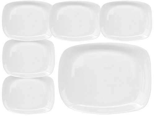 Bormioli Rocco PARMA 6er Set Servierplatte, 325 x 240 x 23 mm, Servierteller aus weißem Opalglas, rechteckig, zeitlos-elegantes Design von Bormioli Rocco