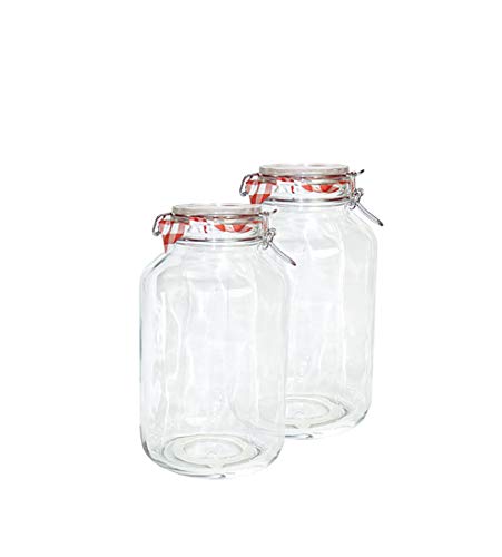 Bormiolisde 2er Set Einmachglas Bügelverschluss Original Fido 4,0L, 10FL30000163FL10, Transparent von Bormiolisde