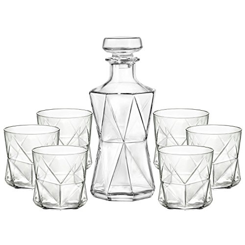 Bormioli Rocco Whiskey-Set Cassiopea (Dekanter mit 6 Gläsern, Geschenkset, Dekanterinhalt 1 Liter, Gläser 330 ml, Spülmaschinenfest) 45009 von Bormioli Rocco