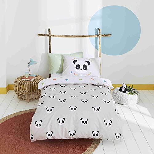 Born To Bedding Be A Pandas Friend Bio-Bettwäsche-Set für Doppelbett mit Kissenbezügen, naturfarben von Born To