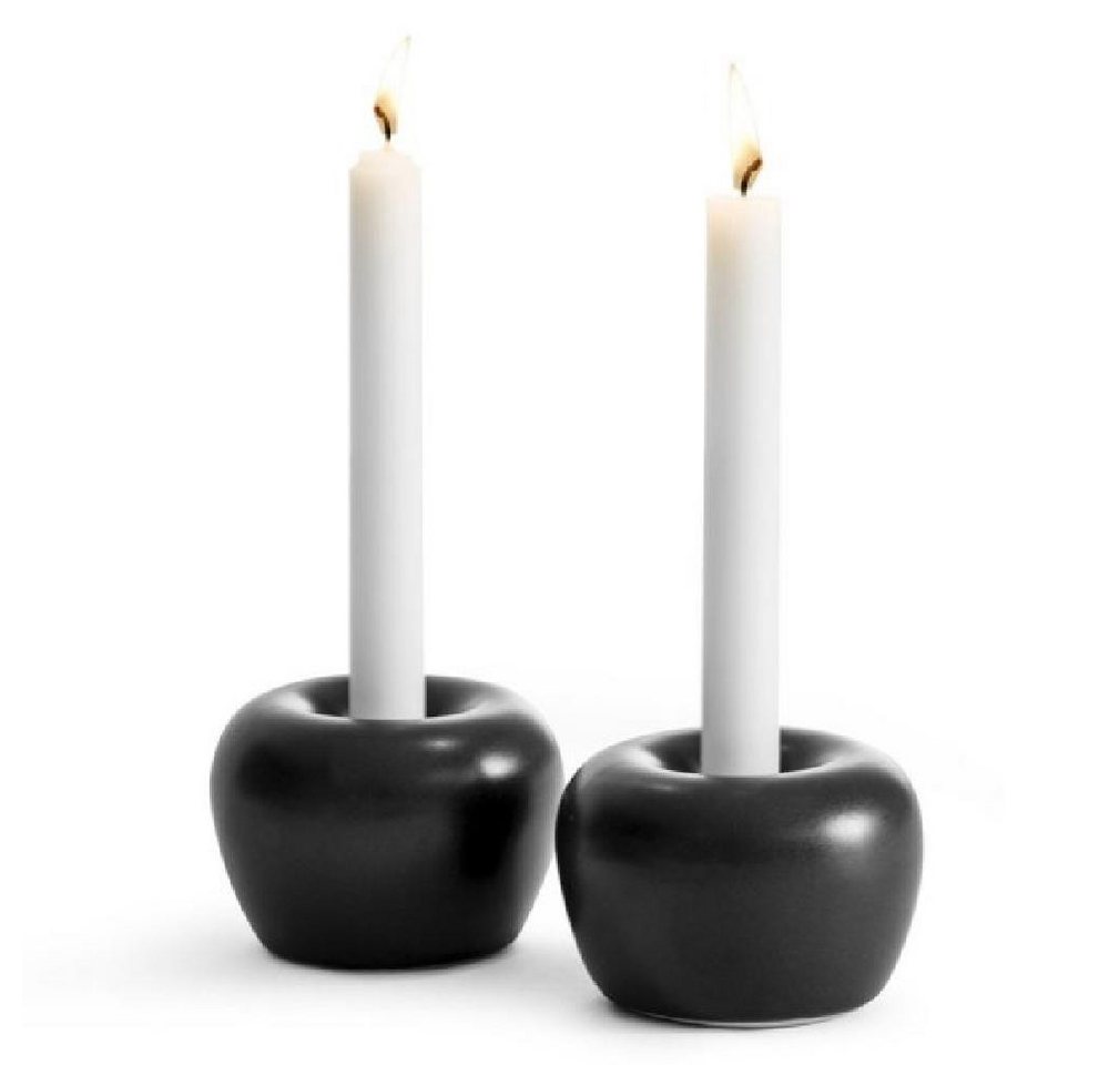 Born in Sweden Windlicht Kerzenleuchter Apple Schwarz (Klein) (2er-Set) von Born in Sweden