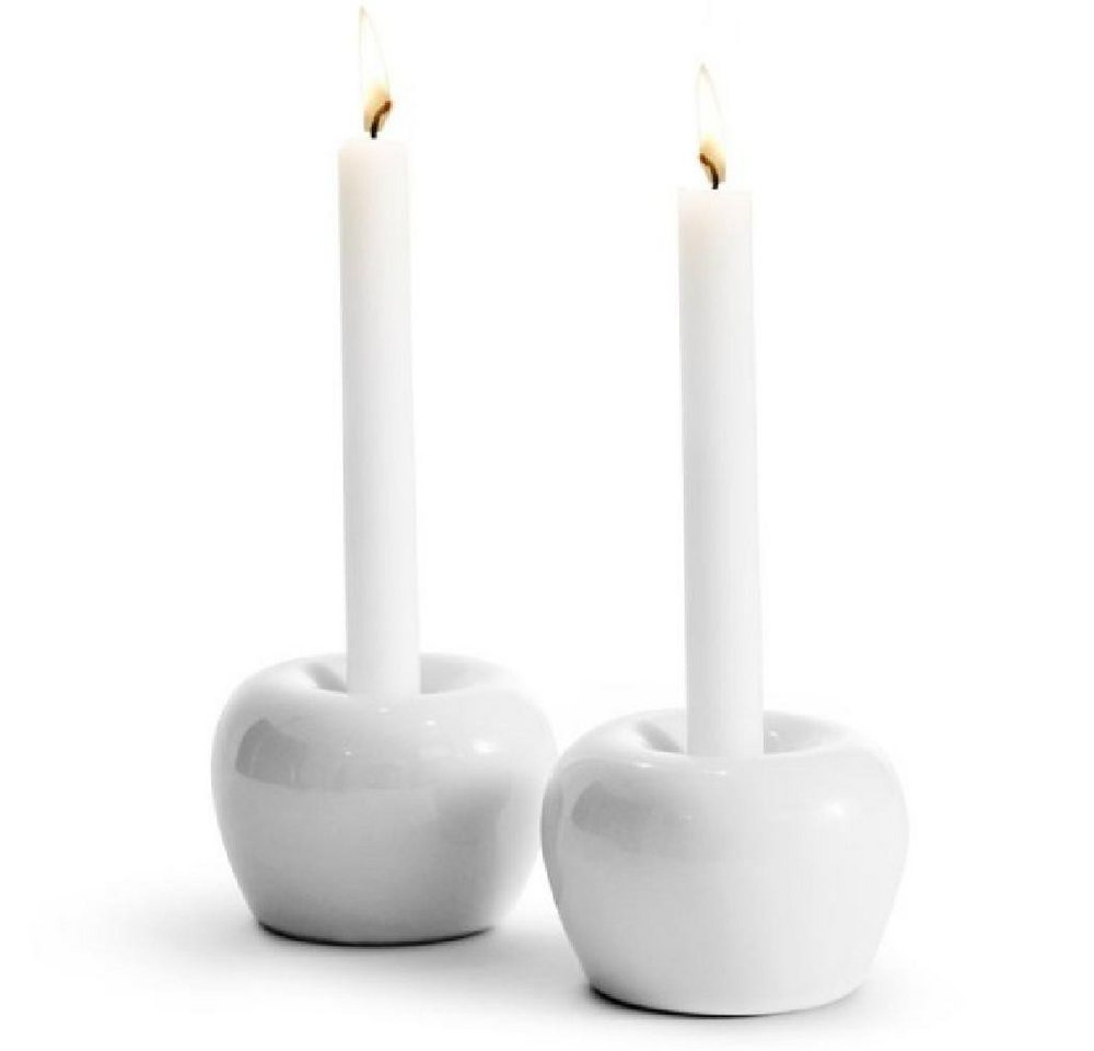 Born in Sweden Windlicht Kerzenleuchter Apple Weiß (Klein) (2er-Set) von Born in Sweden