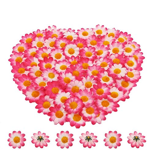 BornFeel Künstliche Gerbera Blumen Köpfe 100tlg. Daisy Sonnenblumen Blumenköpfe für DIY Hochzeit Party Handwerk Tischstreudeko (Weiß & Rosa) von BornFeel