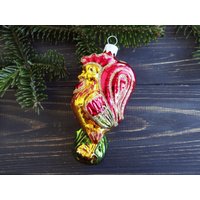 Hahn Weihnachtsschmuck Handgefertigte Glas Figur Merkur Baumschmuck Handbemalte von BornInTheSoviet