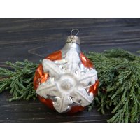 Schneeflocken Glas Christbaumschmuck Doppelseitiger Sowjetunion Vintage Abstrakte Braune Eiszapfenform Weihnachtsgeschenk Für Mutter 1970Er Jahre von BornInTheSoviet