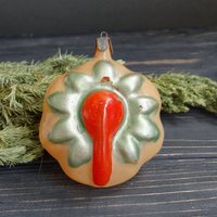 Vogel Truthahn Figur 1970Er Jahre Christbaumschmuck Rot Gelb Glas Weihnachtsbaum Spielzeug Vintage Weihnachten von BornInTheSoviet