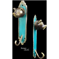 Tier Mantel Haken Schmuck Dekorative Wand Tuch Aufhänger Rack Messing Rustikale Gold Akzentuiert in Greem | Set Von 2 von BorneoHunters